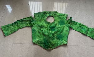 Green Printed Cold Shoulder Blouse