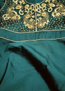 Elegant Emerald Green Embroidered Gown