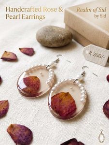 Handcrafted Rose & Pearl Earrings