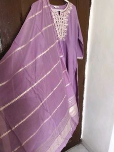Kalini Brand -Embroidered Lavender Cotton Kurta