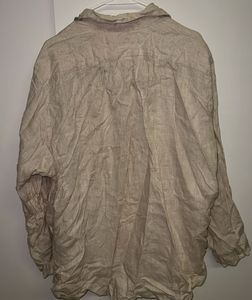 Embroidered Beige Linen Shirt
