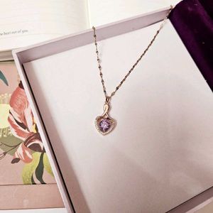 Beautiful Purple Stone Heart Anti-tarnish Necklace