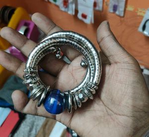 Oxidized Silver Coil Bracelet / Kada