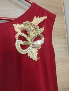 Elegant Maroon Floral Dress