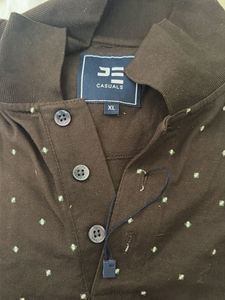 Men's Brown Polka Dot Polo Shirt