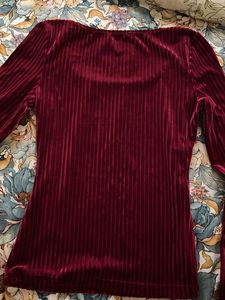Velvet Striped Long Sleeve Top