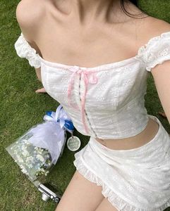 y2k white lace co ord set