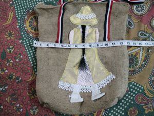 Unique Hand-Embroidered Jute Tote Bag