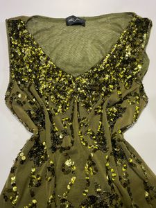 Sparkling Olive Green Sequin Top
