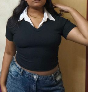 Colour Block Black Top