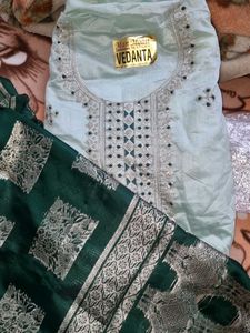 Unstitched Green Suit Set