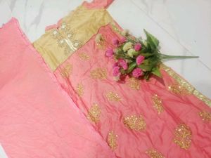 Elegant Pink Kurta with dupatta Gold Embroidery