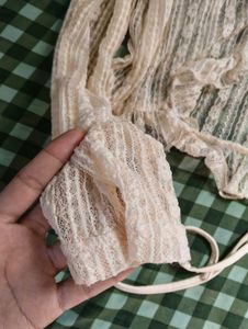 Sheer Lace Cardigan with Ruffles