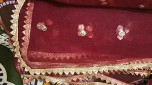 M size Elegant Cream &amp; Maroon Ethnic Kurta Set