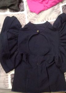 Navy Blue Butterfly sleeve top