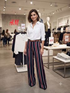 H&M Striped Wide-Leg Pants
