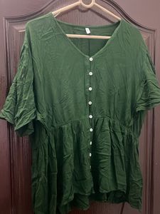 Olive Green Button-Down Top