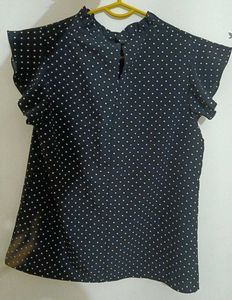 Polka Dot Top - Ruffle Sleeve