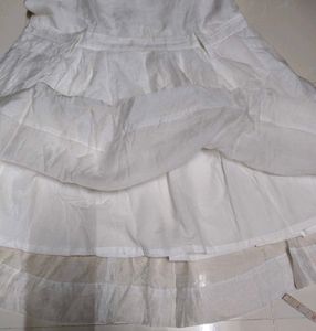 White Floral Print A-Line Dress