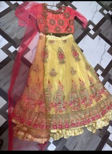 Yellow Embroidered Lehenga Choli Set