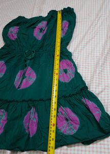 Green and Pink Floral Rayon Sundress