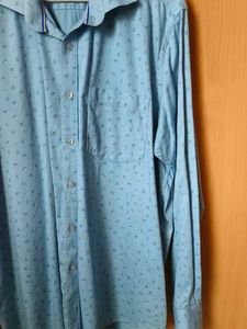 Men's Light Blue Printed Casual Shirt