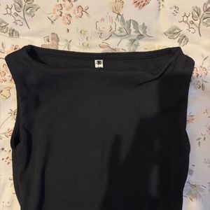 Black Boat Neck Top