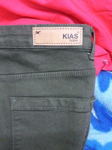 Olive Green Colour Denim Jeans