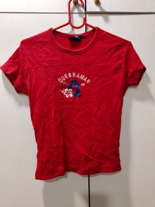Vibrant Red "Quebramar" Graphic Tee