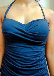 Padded Black Ruched Halter Top