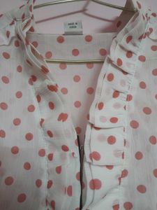 Polka Dot Corset Cinched Waist Blouse Top
