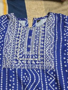 Blue Bandhani Kurta Set