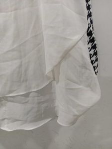 Elegant White Top with Patterned Sleeves