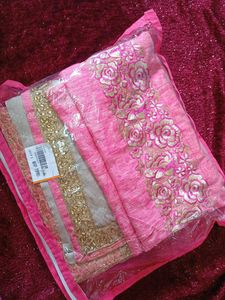 Designer Cream And Peach Colour Saree