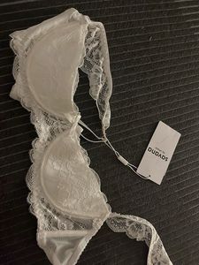 Lace Trimmed White Bra