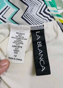 La Blanca Chevron Print Flounce Bikini Top