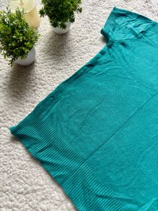 Teal Mock Neck Short Sleeve Top