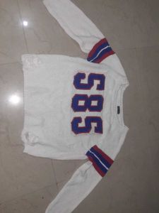 Distressed Varsity Knit Sweater