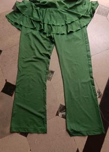Green Ruffled Palazzo Pants