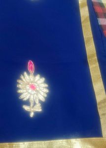 Beautiful Royal Blue Embroidered Saree