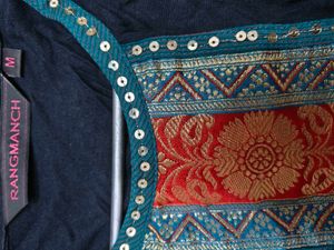 Elegant Black Kurta with Embellished Neckline