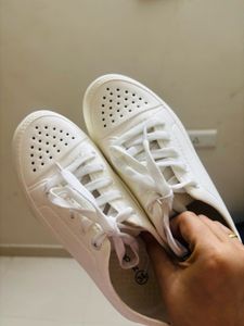 Classic White Lace-Up Sneakers