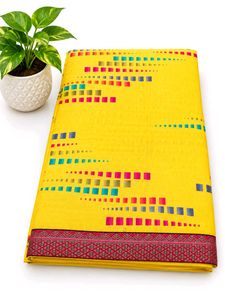 Vibrant Yellow Saree with Geometric Print