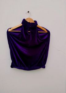 Velvet Halter Neck Purple Top ( Women's)