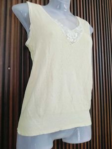 Cream Lace Trim Tank Top