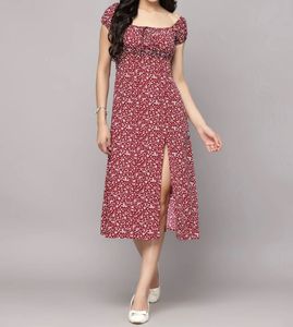 Floral Print Off-Shoulder Midi Dress