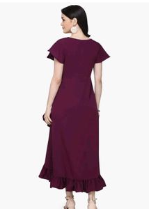 Chic Purple Ruffle Hem Midi Dress