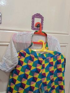 Vibrant Geometric Print Kurta Set