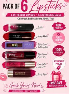 Pack of 6 Matte Lipsticks -Different Brands