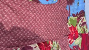 Maroon Floral Print Kurta Set